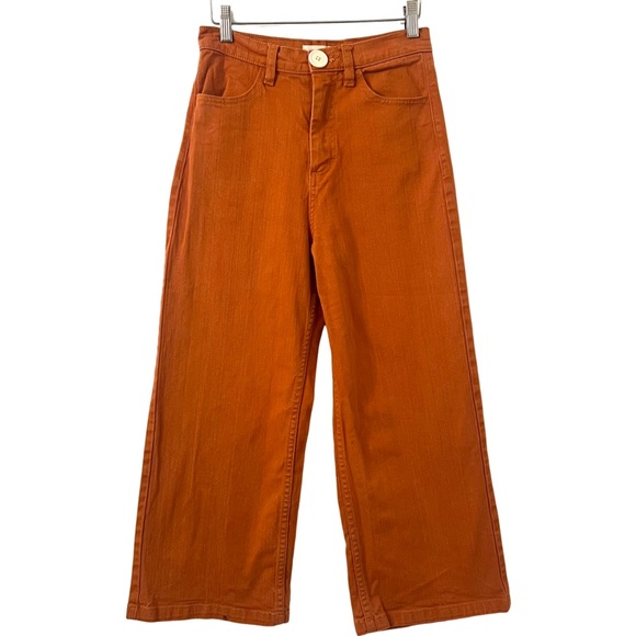 WHIMSY + ROW Flora Crop Wide Leg Pant in Rust Size 26/28 - Picture 7 of 11